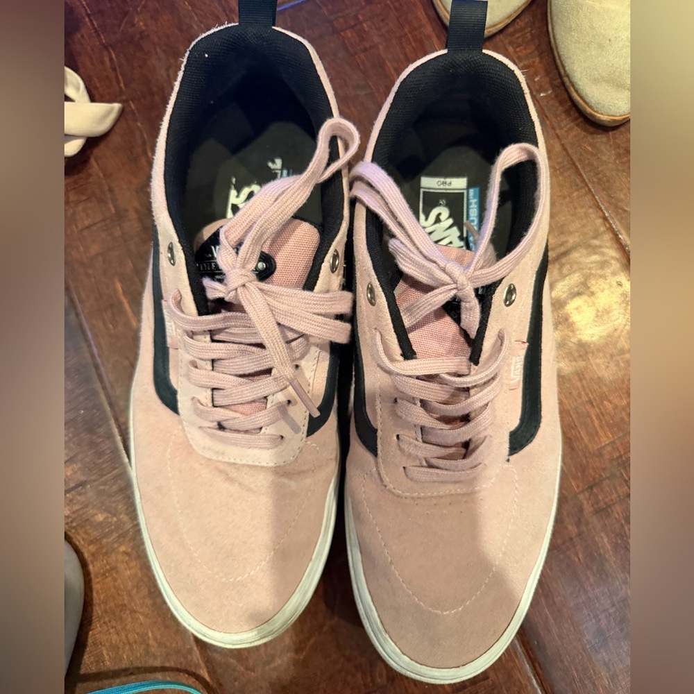 Vans Pink and Black Suede Low-Top Sneakers